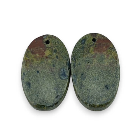 Jaspis smocza krew para kaboszonów z dziurką 24x14 mm nr P587 Jaspis smocza krew para kaboszonów z dziurką 24x14 mm nr P587