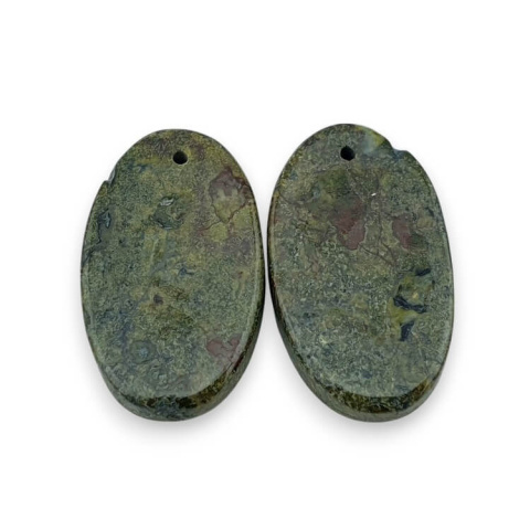 Jaspis smocza krew para kaboszonów z dziurką 24x14 mm nr P587 Jaspis smocza krew para kaboszonów z dziurką 24x14 mm nr P587