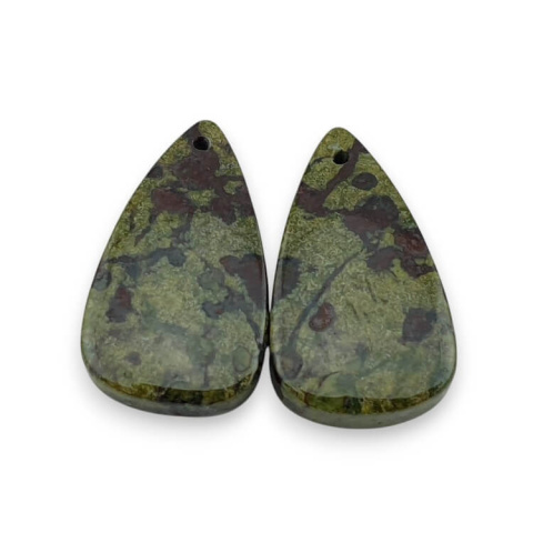Jaspis smocza krew para kaboszonów z dziurką 24x14 mm nr P608 Jaspis smocza krew para kaboszonów z dziurką 24x14 mm nr P608