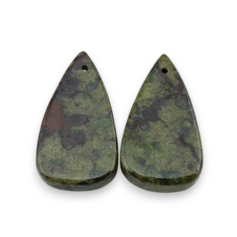 Jaspis smocza krew para kaboszonów z dziurką 24x14 mm nr P608 Jaspis smocza krew para kaboszonów z dziurką 24x14 mm nr P608