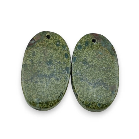 Jaspis smocza krew para kaboszonów z dziurką 24x14 mm nr P609 Jaspis smocza krew para kaboszonów z dziurką 24x14 mm nr P609