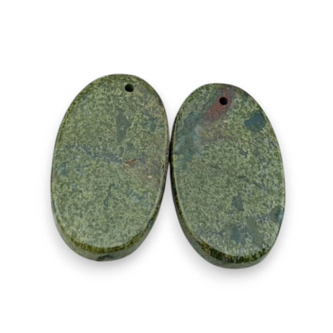 Jaspis smocza krew para kaboszonów z dziurką 24x14 mm nr P609 Jaspis smocza krew para kaboszonów z dziurką 24x14 mm nr P609