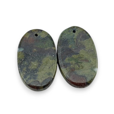 Jaspis smocza krew para kaboszonów z dziurką 24x14 mm nr P610 Jaspis smocza krew para kaboszonów z dziurką 24x14 mm nr P610