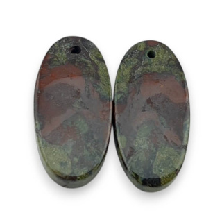 Jaspis smocza krew para kaboszonów z dziurką 25x12 mm nr P607