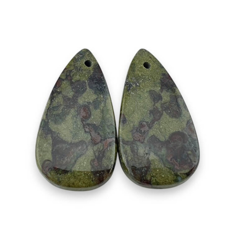 Jaspis smocza krew para kaboszonów z dziurką 25x13 mm nr P582 Jaspis smocza krew para kaboszonów z dziurką 25x13 mm nr P582