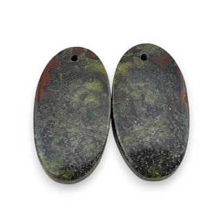 Jaspis smocza krew para kaboszonów z dziurką 25x13 mm nr P583