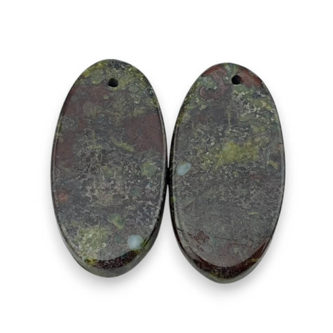 Jaspis smocza krew para kaboszonów z dziurką 25x13 mm nr P595 Jaspis smocza krew para kaboszonów z dziurką 25x13 mm nr P595