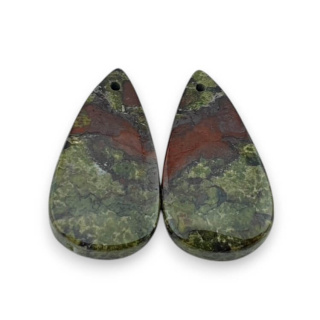 Jaspis smocza krew para kaboszonów z dziurką 25x13 mm nr P598