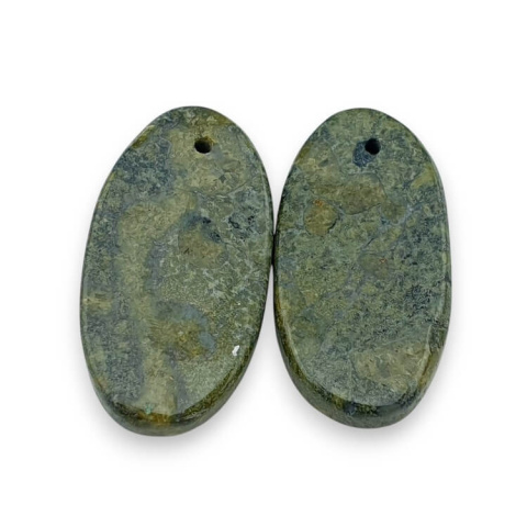 Jaspis smocza krew para kaboszonów z dziurką 25x13 mm nr P604 Jaspis smocza krew para kaboszonów z dziurką 25x13 mm nr P604