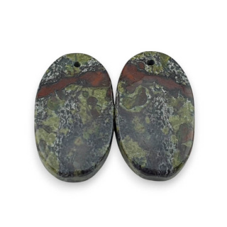 Jaspis smocza krew para kaboszonów z dziurką 25x14 mm nr P581