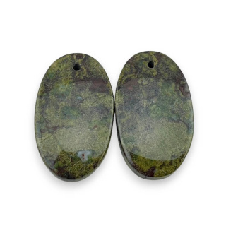 Jaspis smocza krew para kaboszonów z dziurką 25x14 mm nr P585