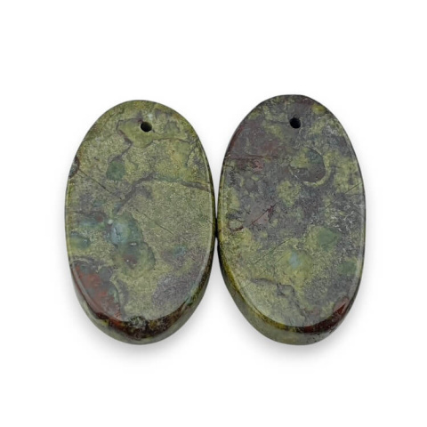 Jaspis smocza krew para kaboszonów z dziurką 25x14 mm nr P585 Jaspis smocza krew para kaboszonów z dziurką 25x14 mm nr P585