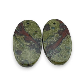 Jaspis smocza krew para kaboszonów z dziurką 25x14 mm nr P589