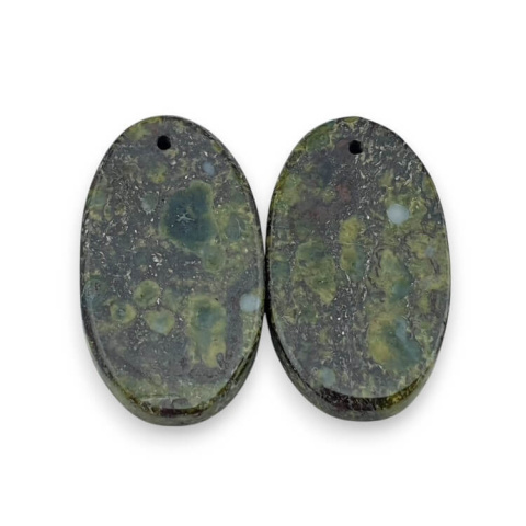 Jaspis smocza krew para kaboszonów z dziurką 25x14 mm nr P591 Jaspis smocza krew para kaboszonów z dziurką 25x14 mm nr P591