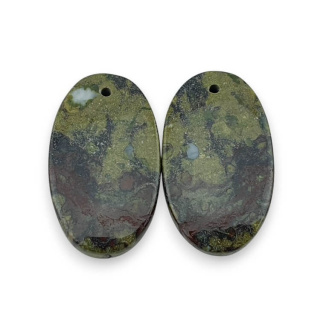 Jaspis smocza krew para kaboszonów z dziurką 25x14 mm nr P597