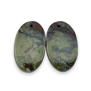 Jaspis smocza krew para kaboszonów z dziurką 25x14 mm nr P599