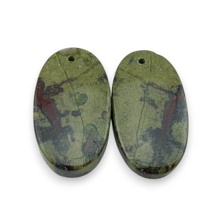 Jaspis smocza krew para kaboszonów z dziurką 25x14 mm nr P600