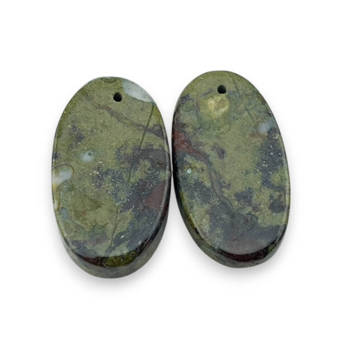Jaspis smocza krew para kaboszonów z dziurką 25x14 mm nr P600 Jaspis smocza krew para kaboszonów z dziurką 25x14 mm nr P600