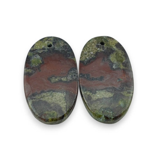 Jaspis smocza krew para kaboszonów z dziurką 25x14 mm nr P601