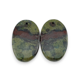 Jaspis smocza krew para kaboszonów z dziurką 25x15 mm nr P588