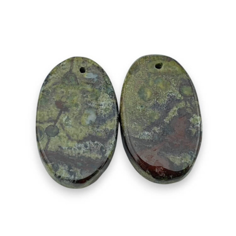 Jaspis smocza krew para kaboszonów z dziurką 25x15 mm nr P596 Jaspis smocza krew para kaboszonów z dziurką 25x15 mm nr P596