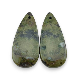 Jaspis smocza krew para kaboszonów z dziurką 26x12 mm nr P567