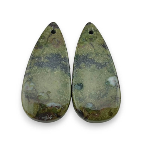 Jaspis smocza krew para kaboszonów z dziurką 26x12 mm nr P567 Jaspis smocza krew para kaboszonów z dziurką 26x12 mm nr P567