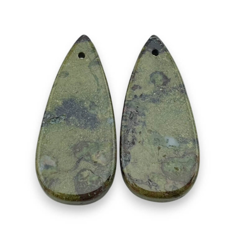 Jaspis smocza krew para kaboszonów z dziurką 26x12 mm nr P567 Jaspis smocza krew para kaboszonów z dziurką 26x12 mm nr P567