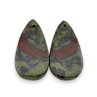 Jaspis smocza krew para kaboszonów z dziurką 26x13 mm nr P571