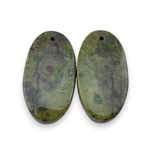 Jaspis smocza krew para kaboszonów z dziurką 26x14 mm nr P573 Jaspis smocza krew para kaboszonów z dziurką 26x14 mm nr P573