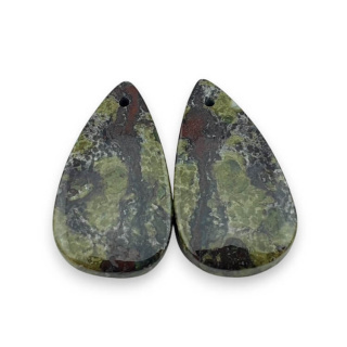 Jaspis smocza krew para kaboszonów z dziurką 26x14 mm nr P584