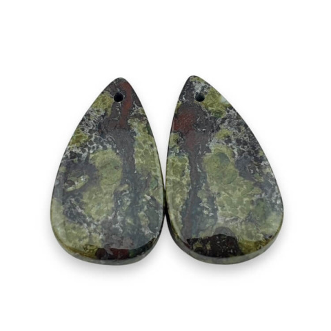 Jaspis smocza krew para kaboszonów z dziurką 26x14 mm nr P584 Jaspis smocza krew para kaboszonów z dziurką 26x14 mm nr P584