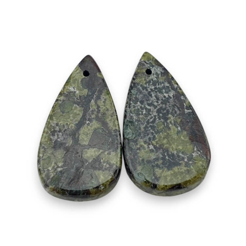 Jaspis smocza krew para kaboszonów z dziurką 26x14 mm nr P584 Jaspis smocza krew para kaboszonów z dziurką 26x14 mm nr P584