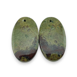 Jaspis smocza krew para kaboszonów z dziurką 26x15 mm nr P562
