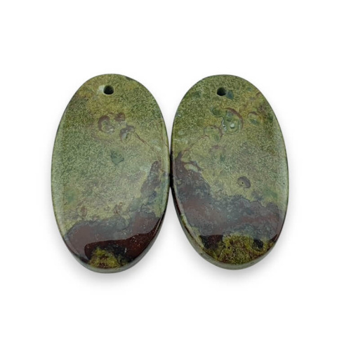 Jaspis smocza krew para kaboszonów z dziurką 26x15 mm nr P562 Jaspis smocza krew para kaboszonów z dziurką 26x15 mm nr P562