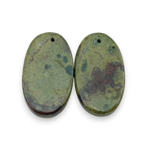 Jaspis smocza krew para kaboszonów z dziurką 26x15 mm nr P562 Jaspis smocza krew para kaboszonów z dziurką 26x15 mm nr P562