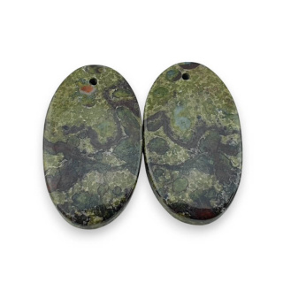 Jaspis smocza krew para kaboszonów z dziurką 26x15 mm nr P570