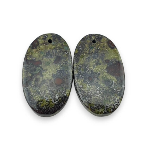 Jaspis smocza krew para kaboszonów z dziurką 26x15 mm nr P572 Jaspis smocza krew para kaboszonów z dziurką 26x15 mm nr P572