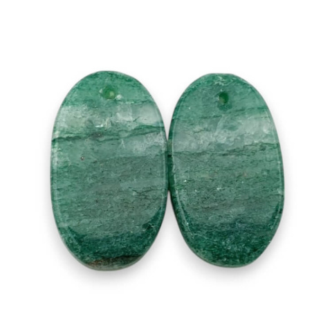 Awenturyn zielony para kaboszonów z dziurką 23x13 mm nr P653 Awenturyn zielony para kaboszonów z dziurką 23x13 mm nr P653