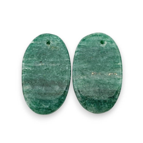 Awenturyn zielony para kaboszonów z dziurką 23x14 mm nr P649 Awenturyn zielony para kaboszonów z dziurką 23x14 mm nr P649