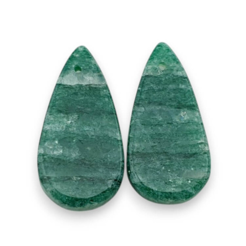 Awenturyn zielony para kaboszonów z dziurką 24x12 mm nr P625 Awenturyn zielony para kaboszonów z dziurką 24x12 mm nr P625