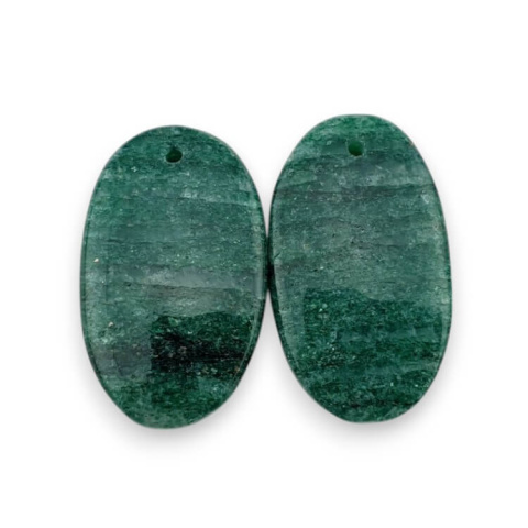Green aventurine pair of cabochons with hole 25x15 mm no P658 Green aventurine pair of cabochons with hole 25x15 mm no P658