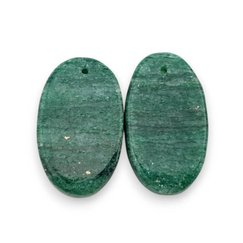 Green aventurine pair of cabochons with hole 25x15 mm no P658 Green aventurine pair of cabochons with hole 25x15 mm no P658