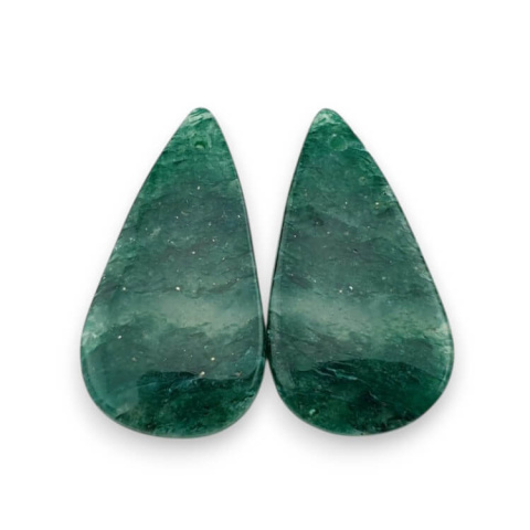 Awenturyn zielony para kaboszonów z dziurką 31x16 mm nr P646 Awenturyn zielony para kaboszonów z dziurką 31x16 mm nr P646