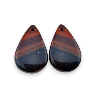 Jaspis czerwony para kaboszonów z dziurką 23x15 mm nr P852
