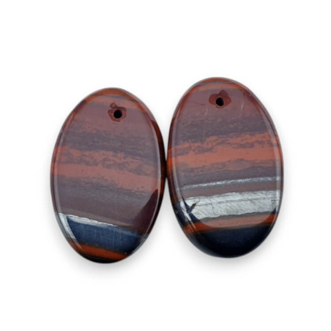 Jaspis czerwony para kaboszonów z dziurką 24x15 mm nr P851 Jaspis czerwony para kaboszonów z dziurką 24x15 mm nr P851