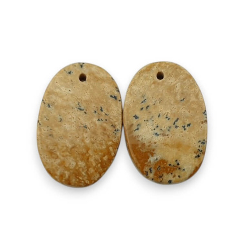 Jaspis krajobrazowy para kaboszonów z dziurką 19x13 mm nr P740 Jaspis krajobrazowy para kaboszonów z dziurką 19x13 mm nr P740