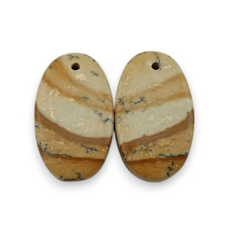 Jaspis krajobrazowy para kaboszonów z dziurką 21x12 mm nr P760