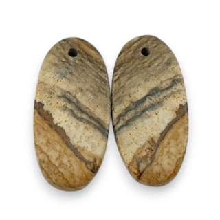 Jaspis krajobrazowy para kaboszonów z dziurką 23x11 mm nr P751