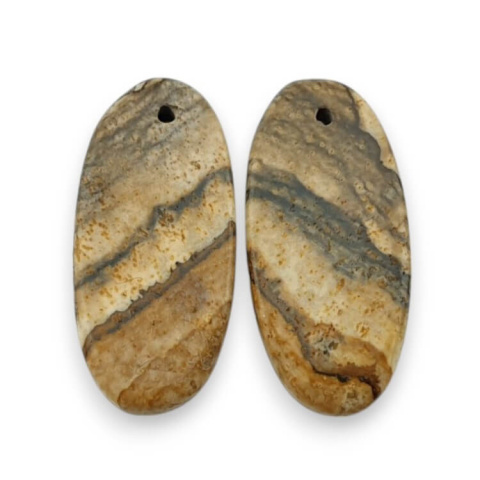Jaspis krajobrazowy para kaboszonów z dziurką 23x11 mm nr P751 Jaspis krajobrazowy para kaboszonów z dziurką 23x11 mm nr P751